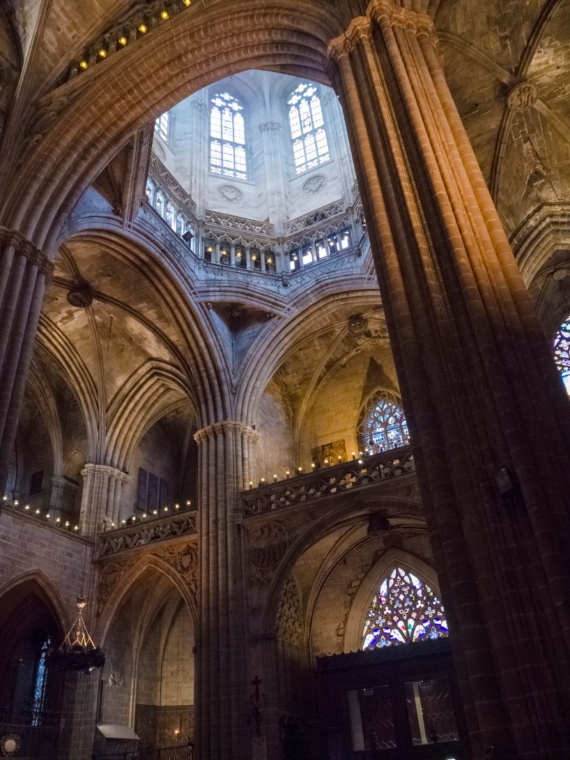 Light falling from the octagonal lantern over the west end of Barcelona Cathedral