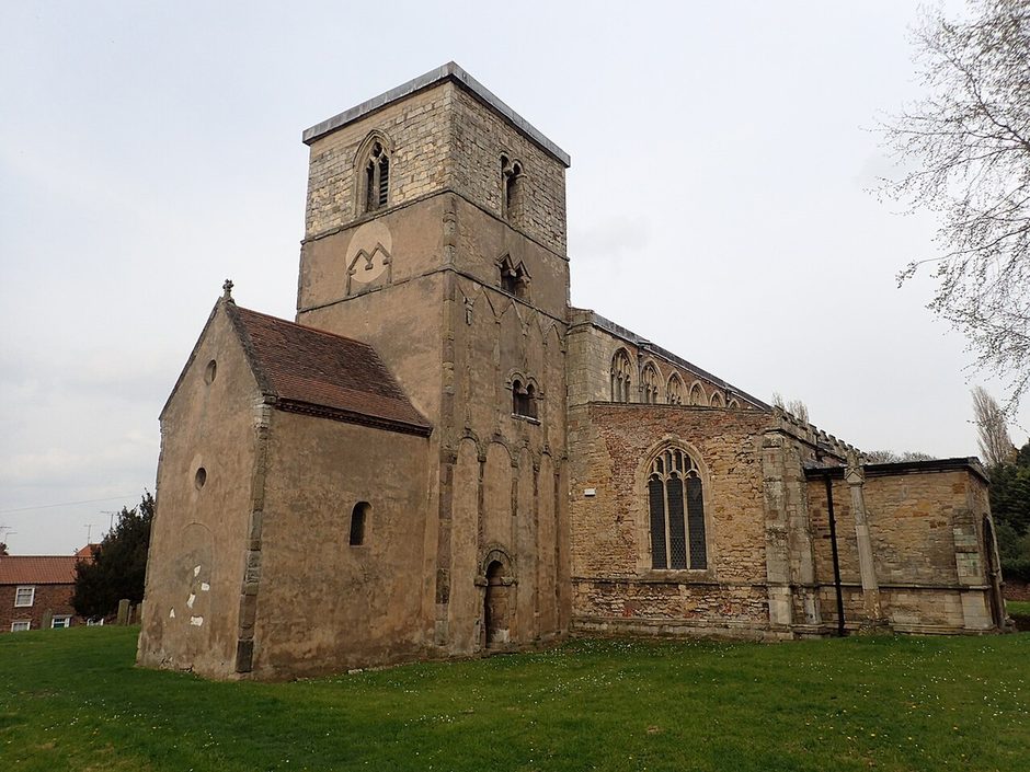St Peter's Church, Barton-upon-Humber, with its Anglo-Saxon tower and small baptistery in front of the later Gothic church