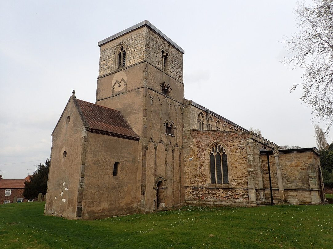 St Peter's Church, Barton-upon-Humber, with its Anglo-Saxon tower and small baptistery in front of the later Gothic church