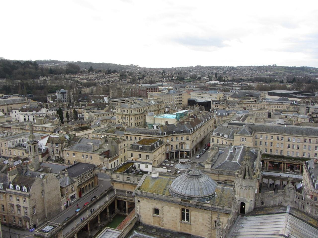 The view over the rooftops of Bath from the abbey tower