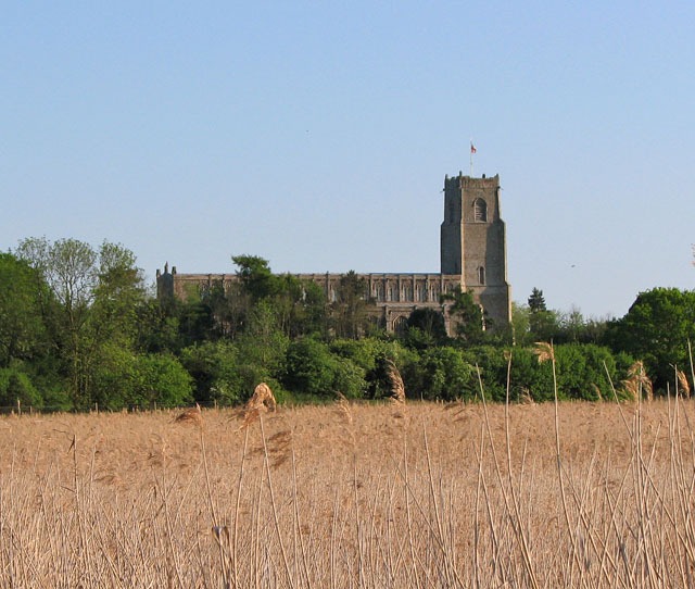 Holy Trinity Church, Blythburgh, seen beyond the reed beds of the Blyth estuary