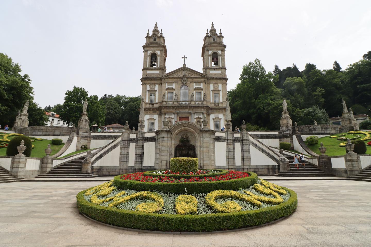 The neoclassical west front of the basilica at Bom Jesus do Monte, Braga