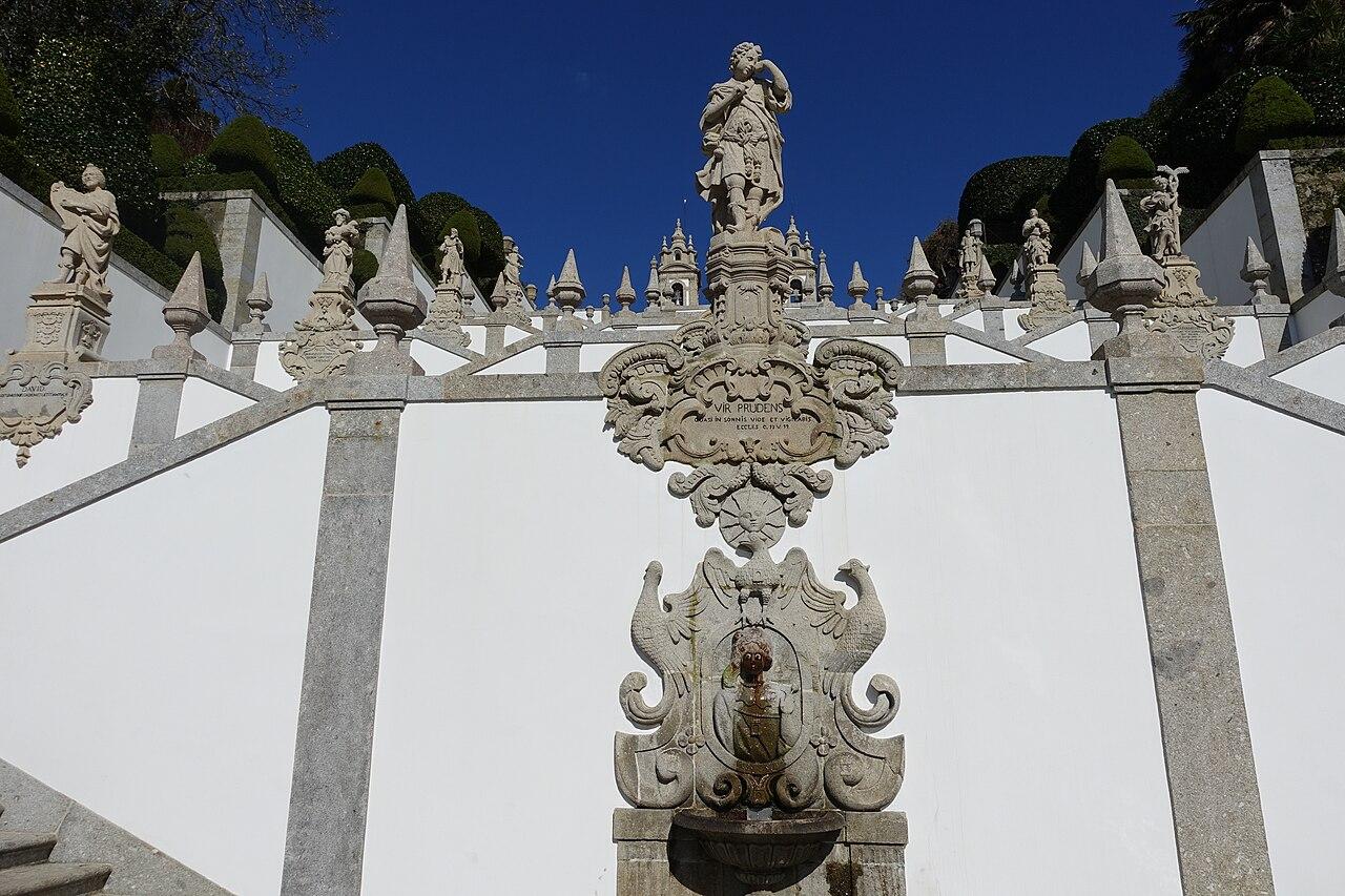 A fountain on the Stairway of the Five Senses at Bom Jesus do Monte, Braga