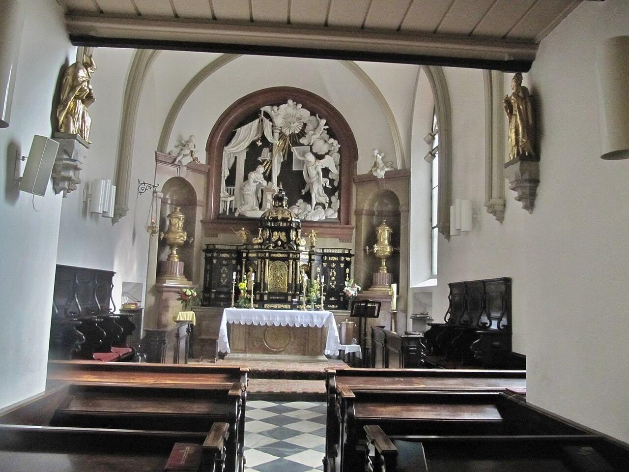 The chapel of the Annunciation in Brno cathedral with a carved Renaissance altar