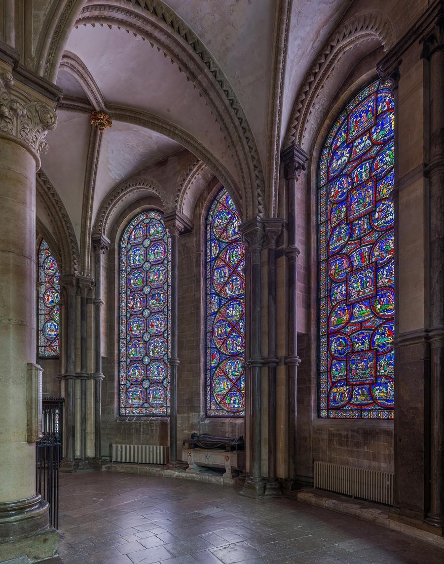 Medieval stained glass in the Trinity Chapel of Canterbury Cathedral