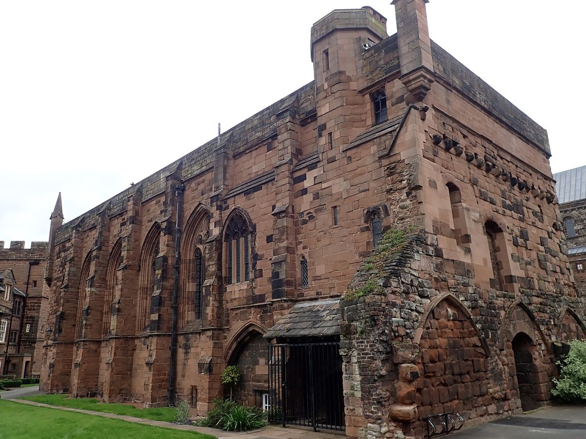 The red sandstone Fratry building beside Carlisle Cathedral