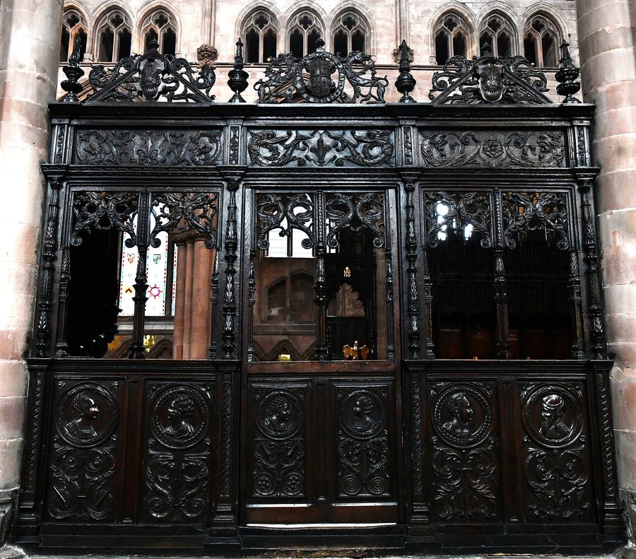 The carved oak Salkeld Screen in the north aisle of Carlisle Cathedral