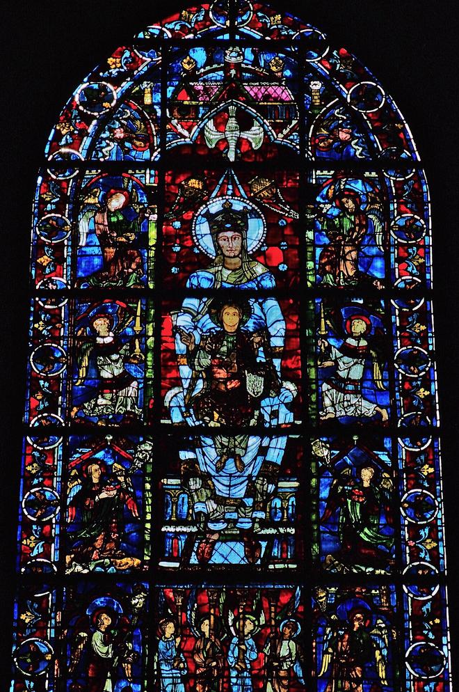 The Belle Verrière stained-glass window of the Virgin and Child enthroned at Chartres