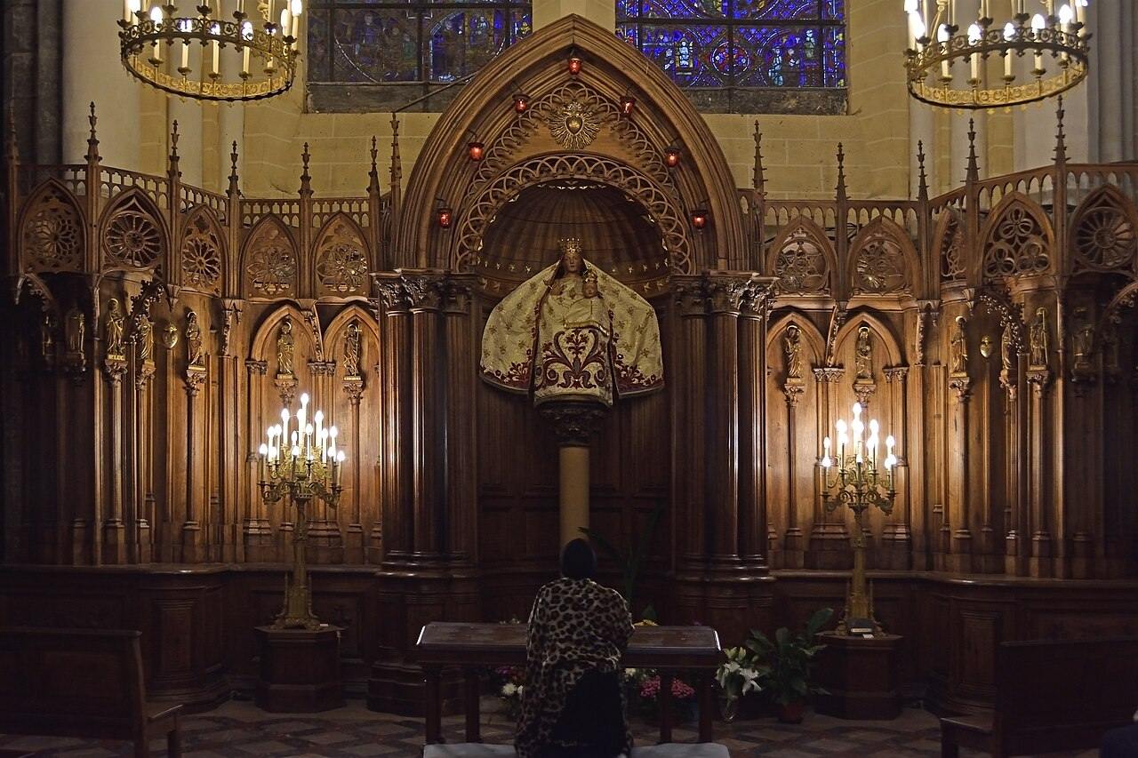 The shrine of Notre-Dame du Pilier with its dressed statue of the Virgin in Chartres Cathedral