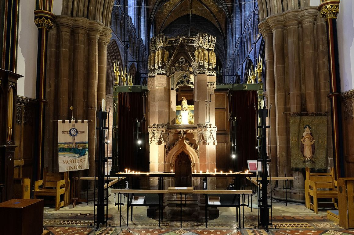 The stone shrine of St Werburgh in the Lady Chapel at Chester Cathedral
