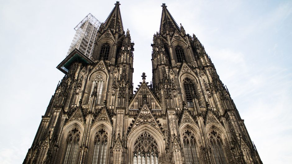 The twin spires and west front of Cologne Cathedral