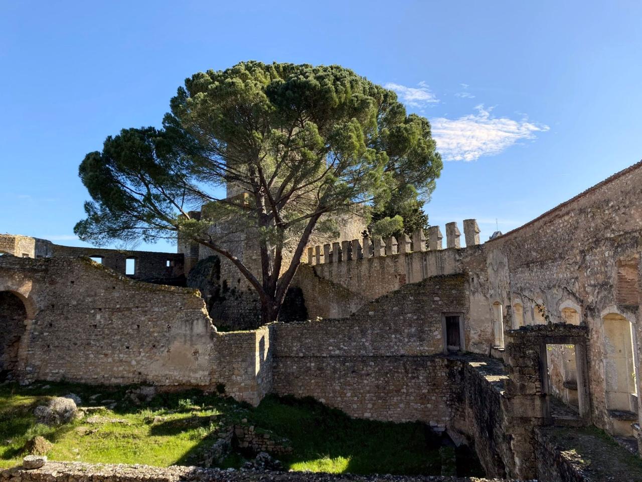 The Templar castle walls and keep at Tomar, Portugal