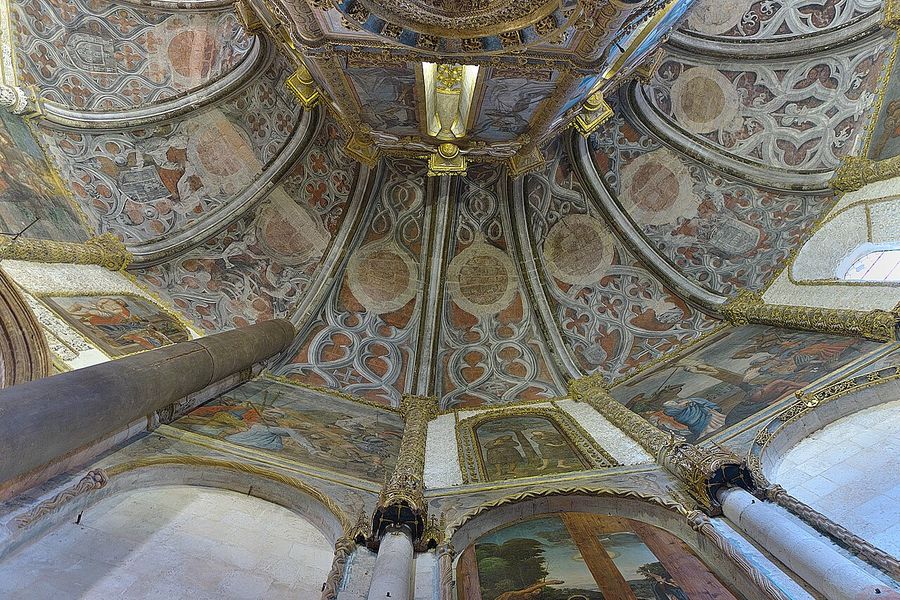 Painted and gilded decoration inside the Charola at Tomar