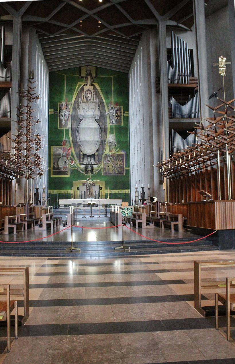 Graham Sutherland's tapestry of Christ in Glory above the high altar of Coventry Cathedral