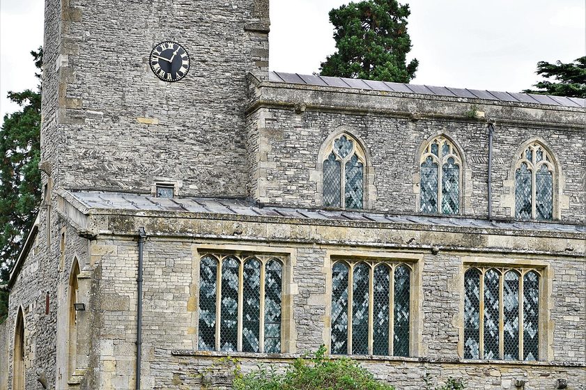 The west tower and south aisle of St Mary's Priory Church, Deerhurst