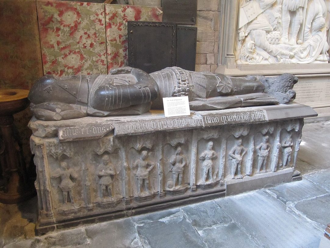 The tomb of Alexander Stewart, the Wolf of Badenoch, with his effigy in armour, in Dunkeld Cathedral