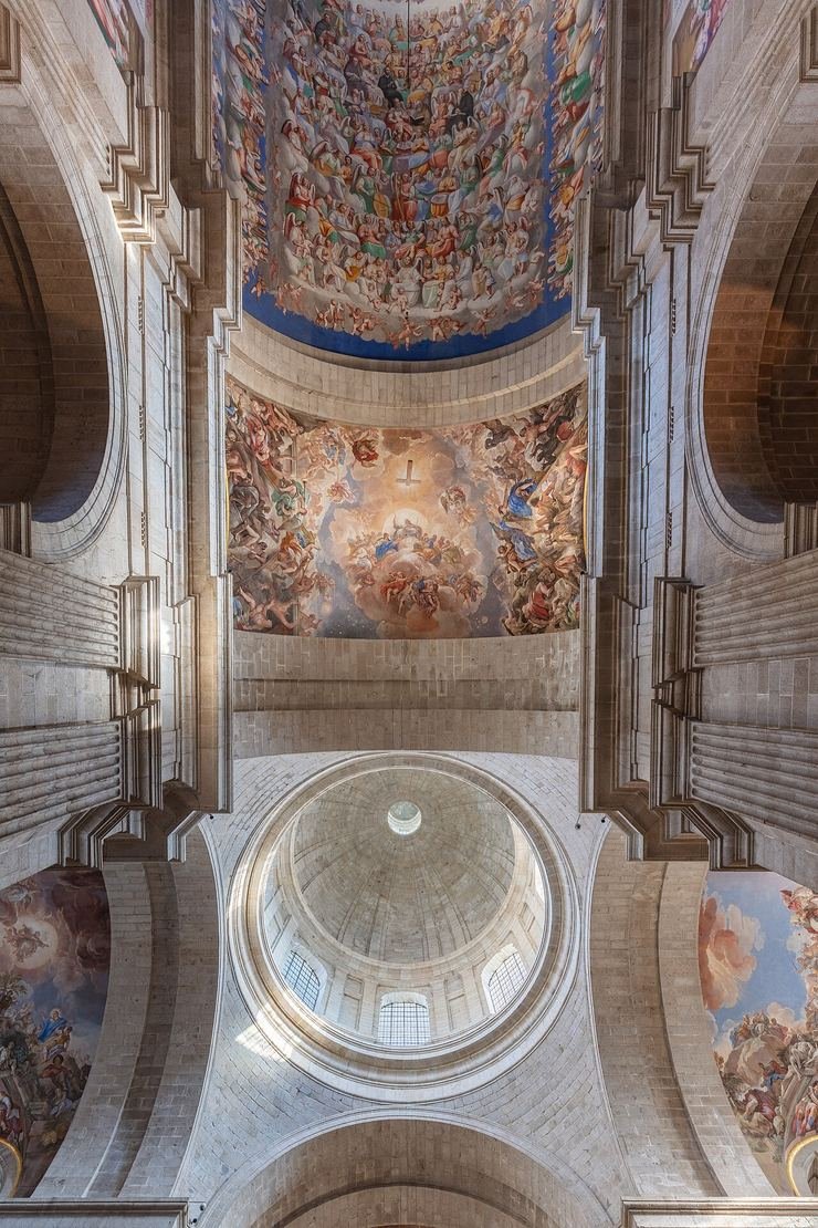 The dome of the basilica at El Escorial seen from below