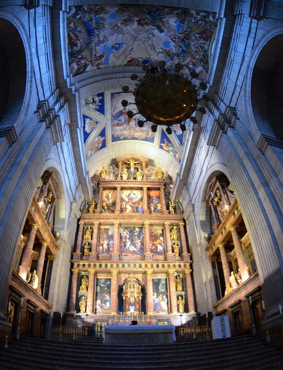 The interior of the basilica at El Escorial with its high altar