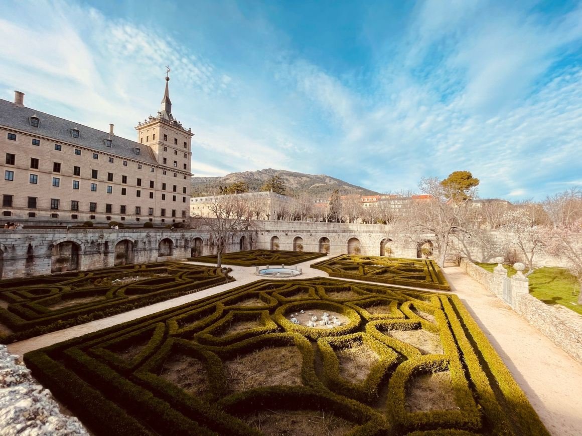 The formal gardens beside the monastery at El Escorial