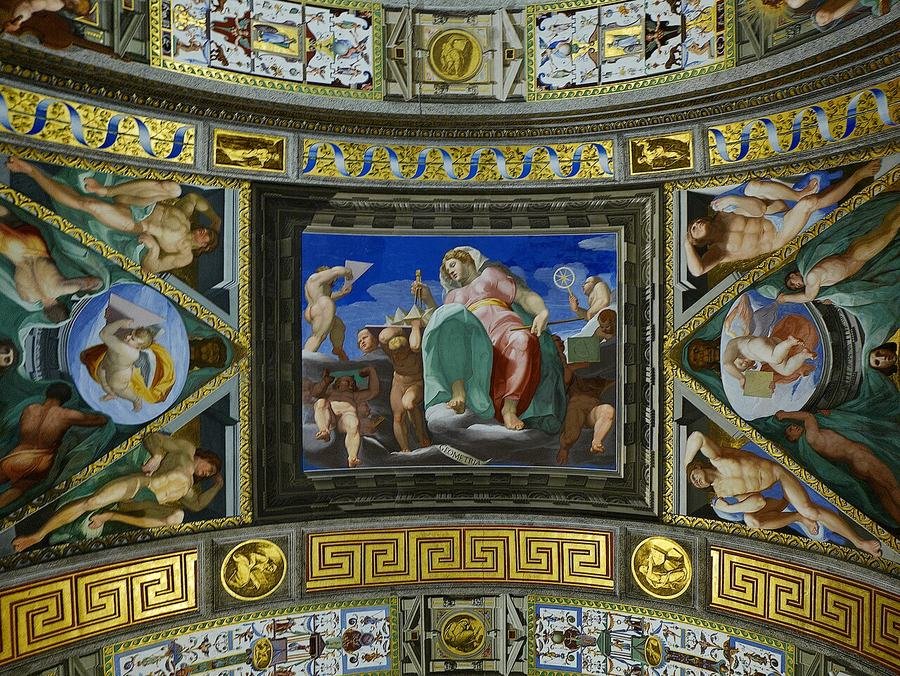 The allegory of Geometry painted on the vault of the Royal Library at El Escorial