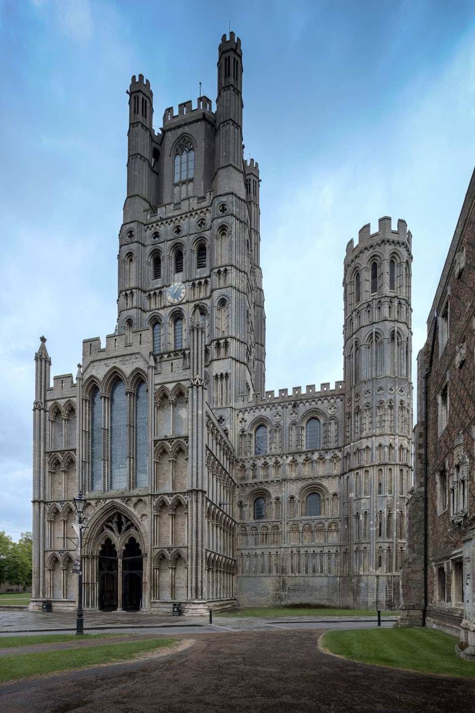Ely Cathedral's silhouette rising above the flat, drained fenland