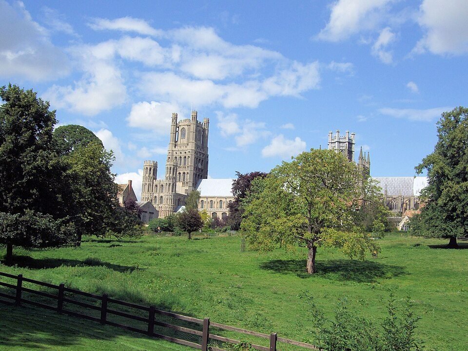 The eight-sided roofline of the Octagon lantern tower above Ely Cathedral