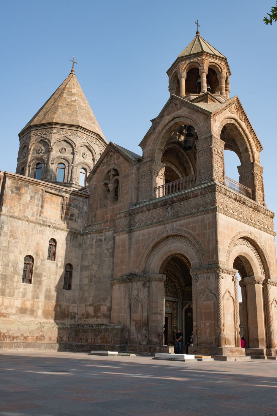 The west front of Etchmiadzin Cathedral with its bell tower and dome