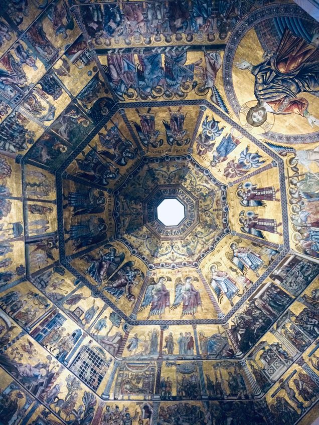 Gold mosaics of the Last Judgment in the vault of the Florence Baptistery