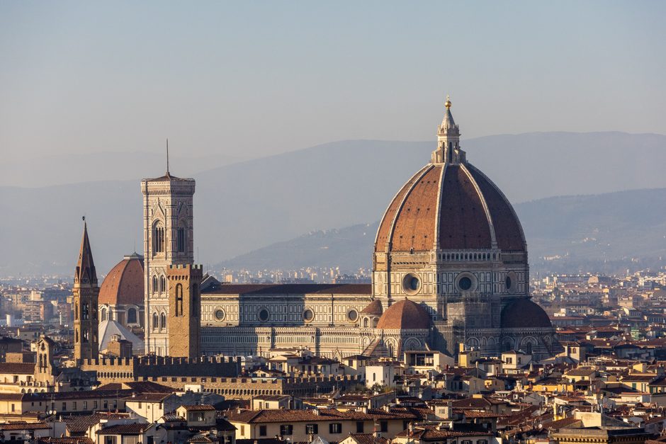 Brunelleschi's dome and Giotto's bell tower above the roofs of Florence