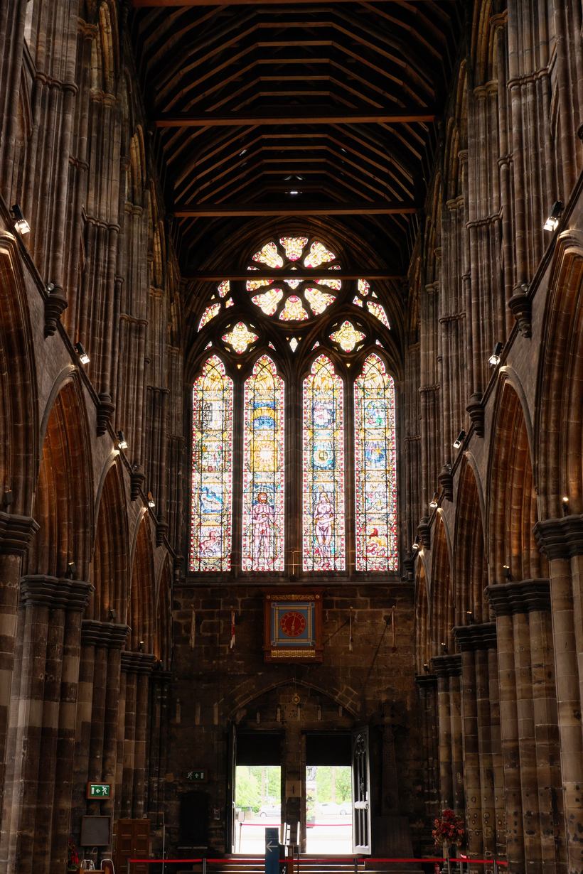 The great west window of Glasgow Cathedral seen from the nave