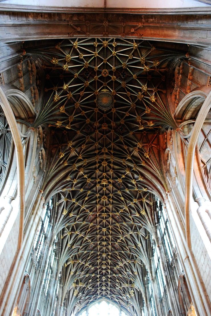 The lierne vaulting above the quire of Gloucester Cathedral