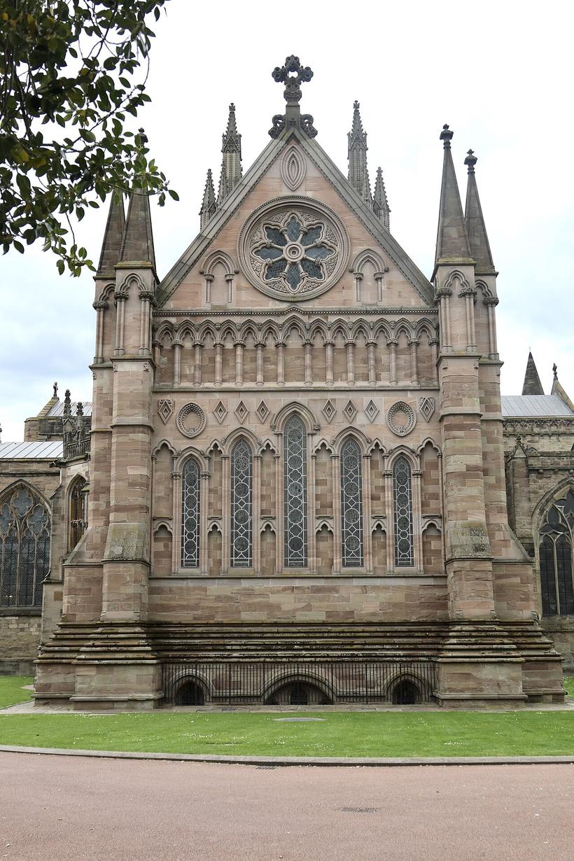 The east end of the Lady Chapel at Hereford Cathedral seen from outside