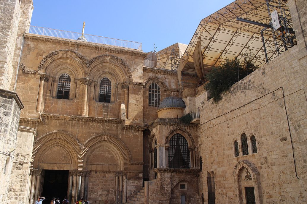 The facade of the Church of the Holy Sepulchre in Jerusalem