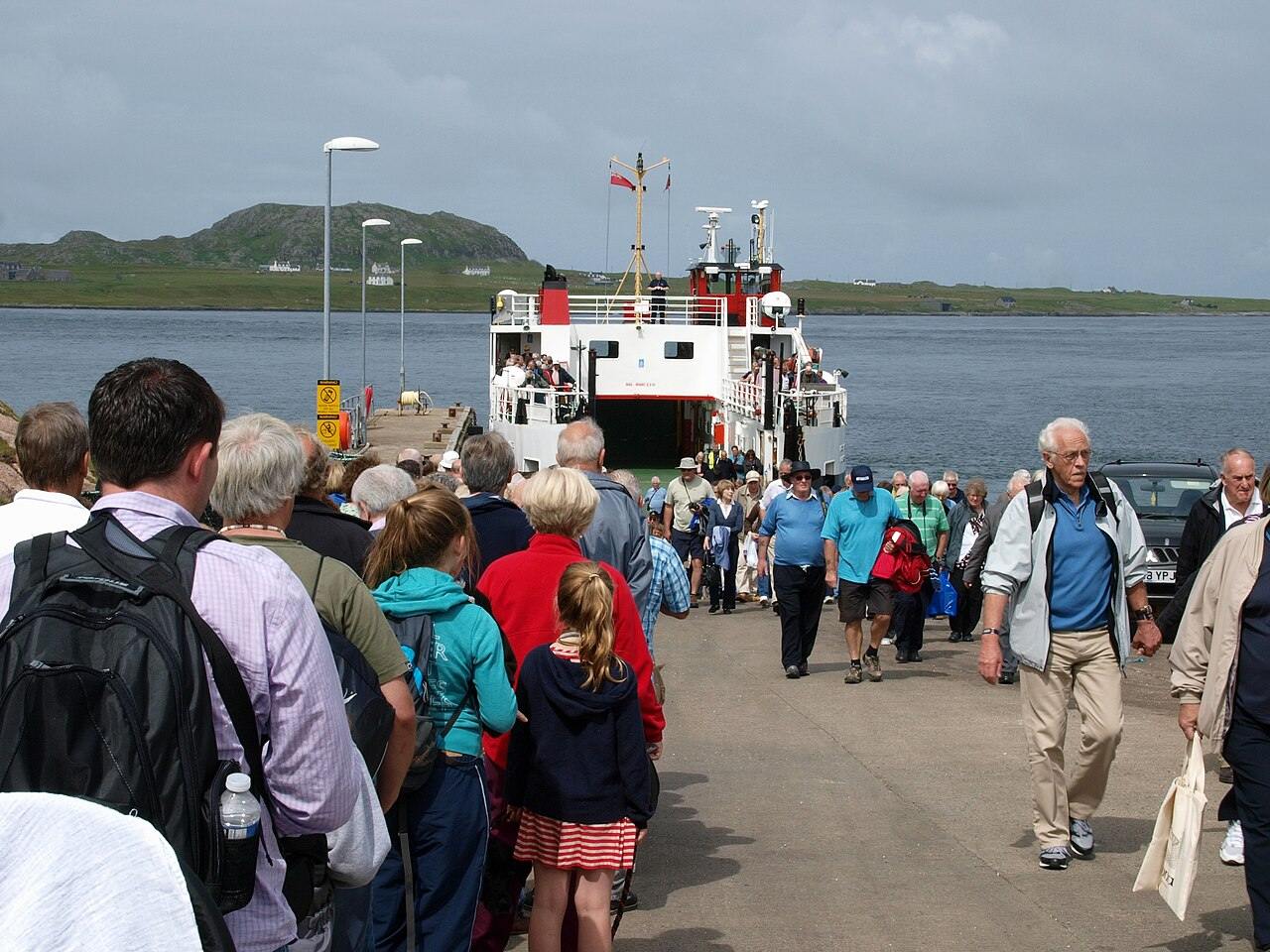Passengers boarding the small ferry to Iona at Fionnphort on Mull