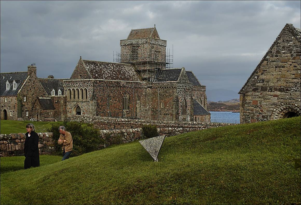 The Reilig Odhrain burial ground in front of Iona Abbey