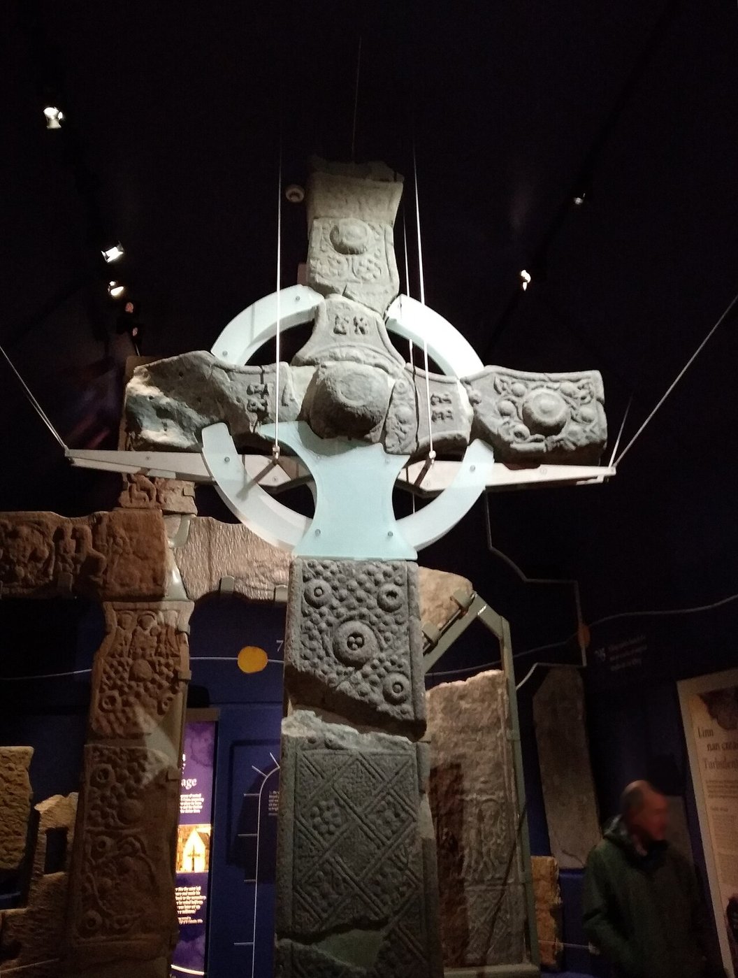 The restored St John's Cross displayed in the museum at Iona Abbey