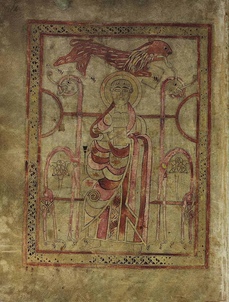 A page from the St Chad Gospels showing the evangelist St Mark