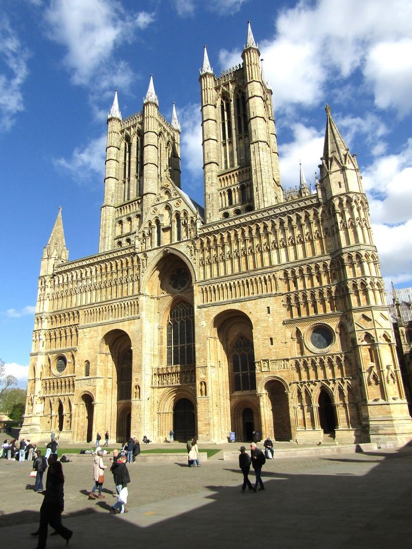 The wide screen facade of Lincoln Cathedral's West Front