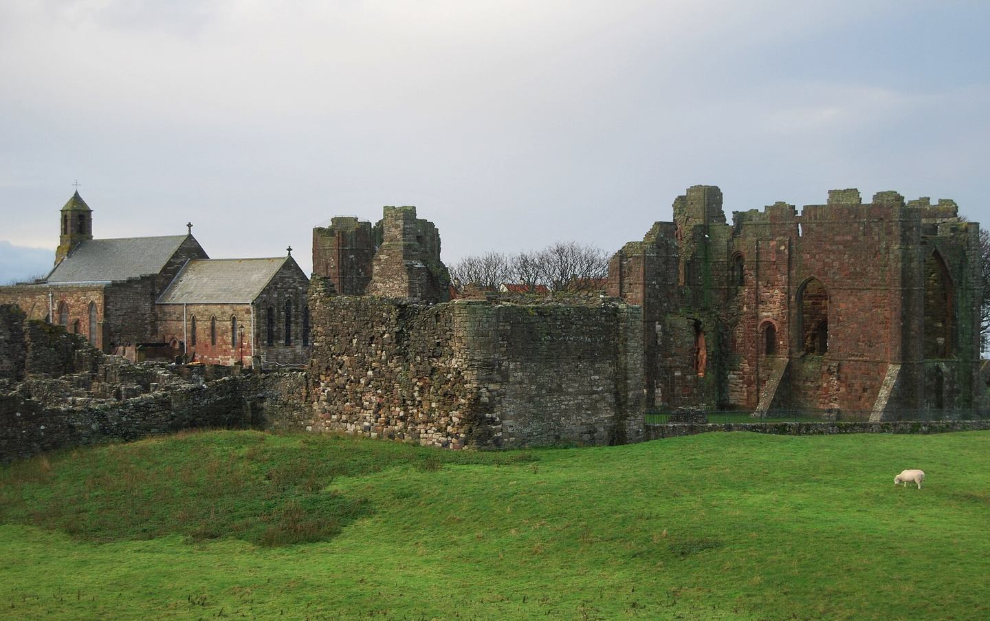 St Mary's parish church on Holy Island, next to the priory ruins