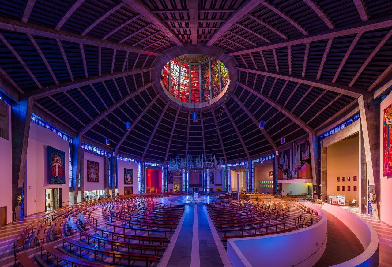 The circular interior of Liverpool's Metropolitan Cathedral