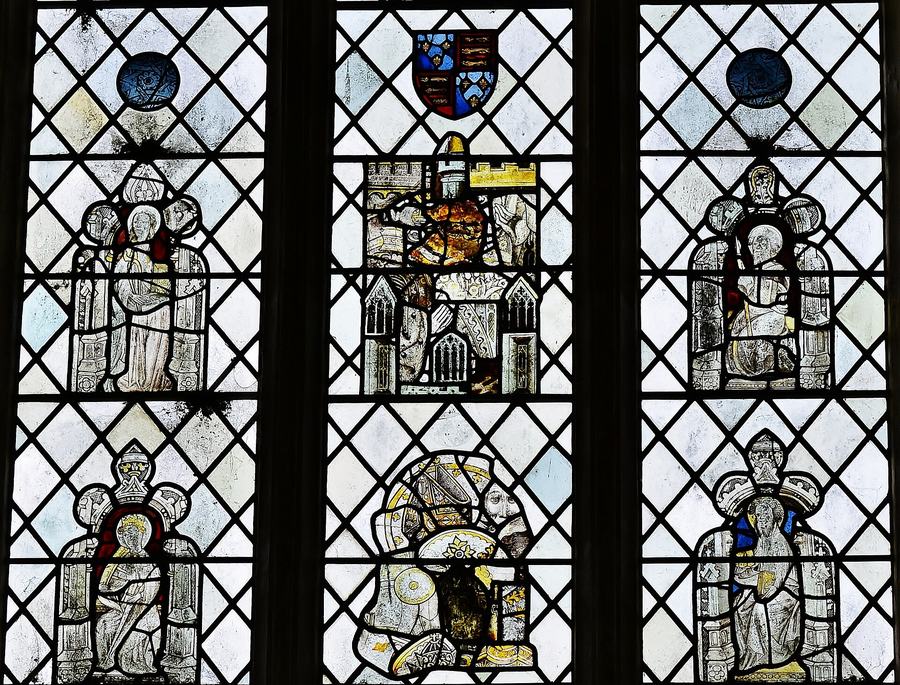 Fifteenth-century stained glass figures in the windows of Holy Trinity Long Melford
