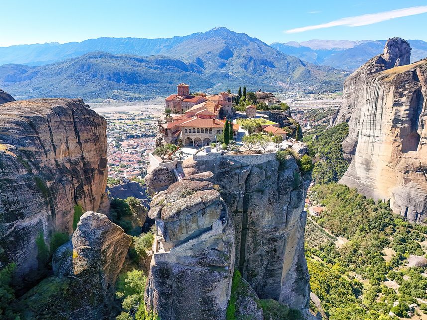 Holy Trinity monastery at Meteora on the top of an isolated rock pillar