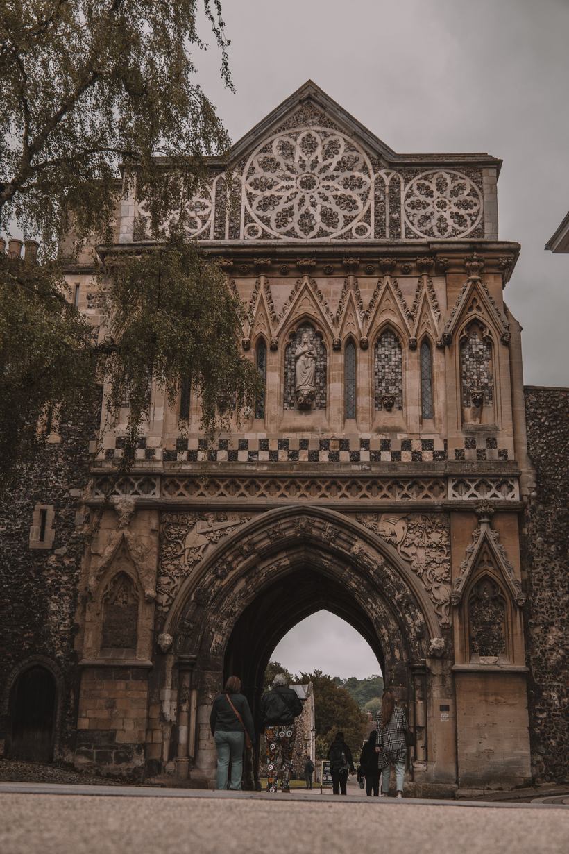 The flint-faced Ethelbert Gate leading into the Cathedral Close at Norwich