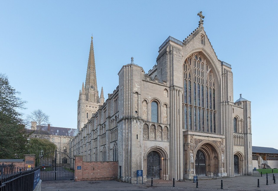 The west front and spire of Norwich Cathedral