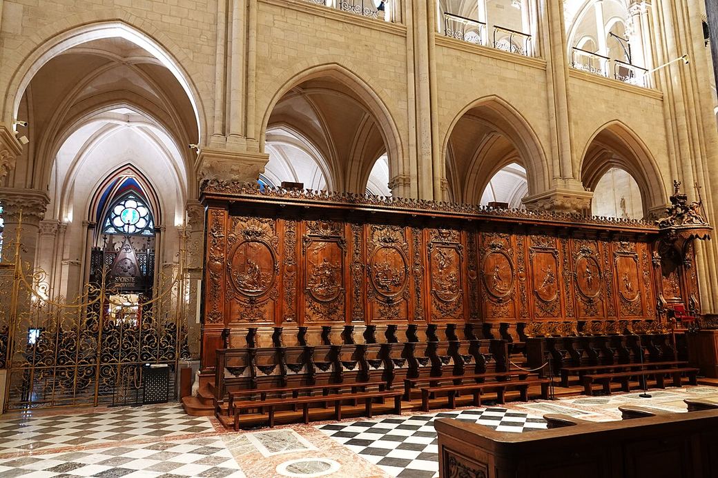 The carved oak choir stalls of Notre-Dame de Paris