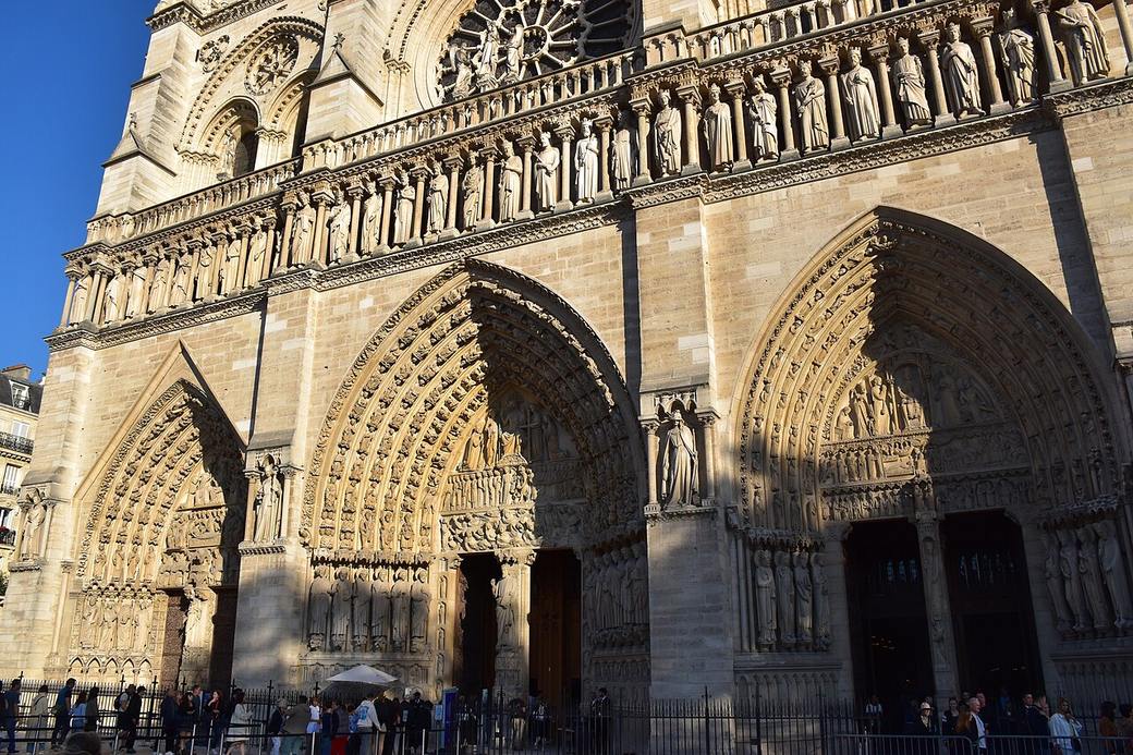 The three carved portals of the west front of Notre-Dame de Paris