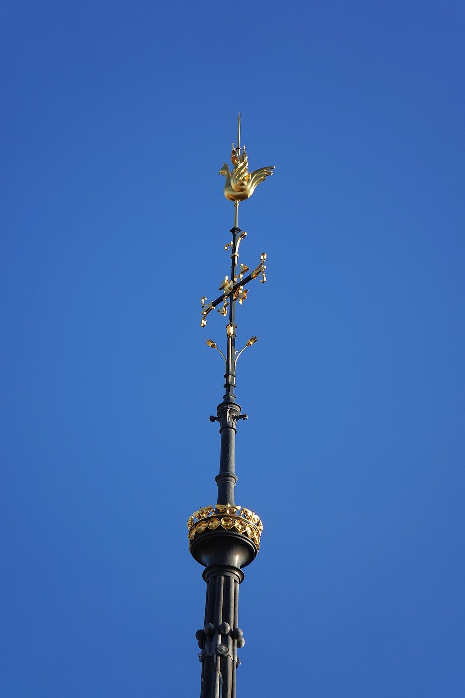 The gilded rooster on top of the new spire of Notre-Dame de Paris