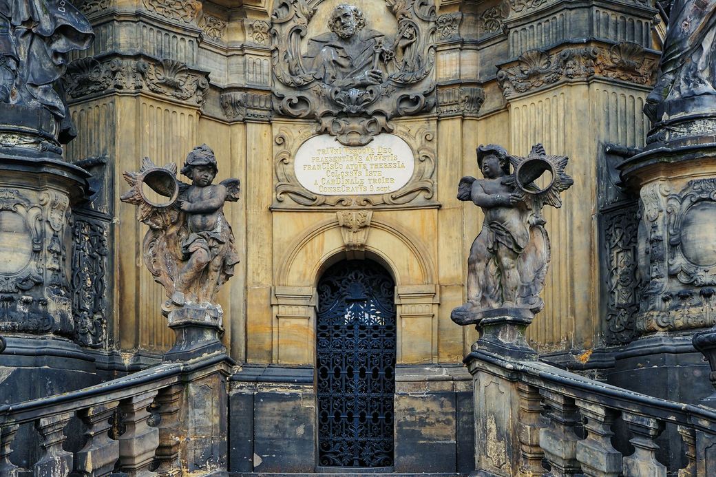 Detail of Baroque sculpture on the Holy Trinity Column in Olomouc