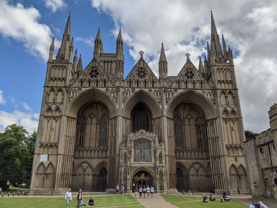 The three great arches of the west front of Peterborough Cathedral
