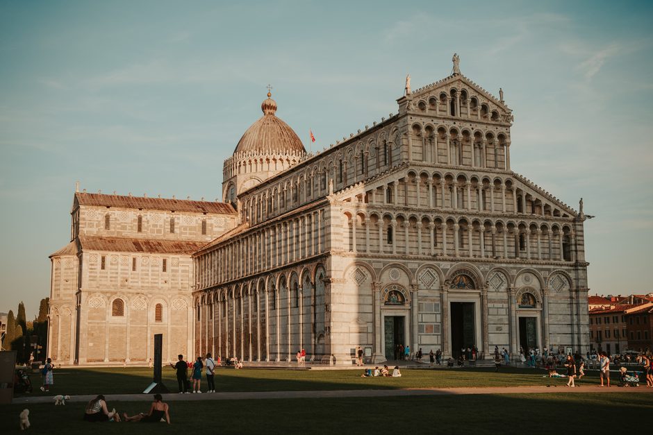 Pisa Cathedral on the lawn of the Piazza dei Miracoli